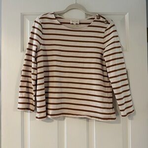 Sezane Colette Marinière - Ecru & Camel Striped Top - Small